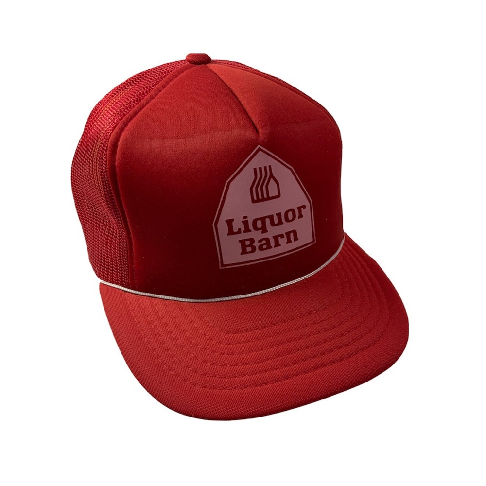 Vintage Trucker Hat Liquor‎ Barn SnapBack Mesh Hat Red